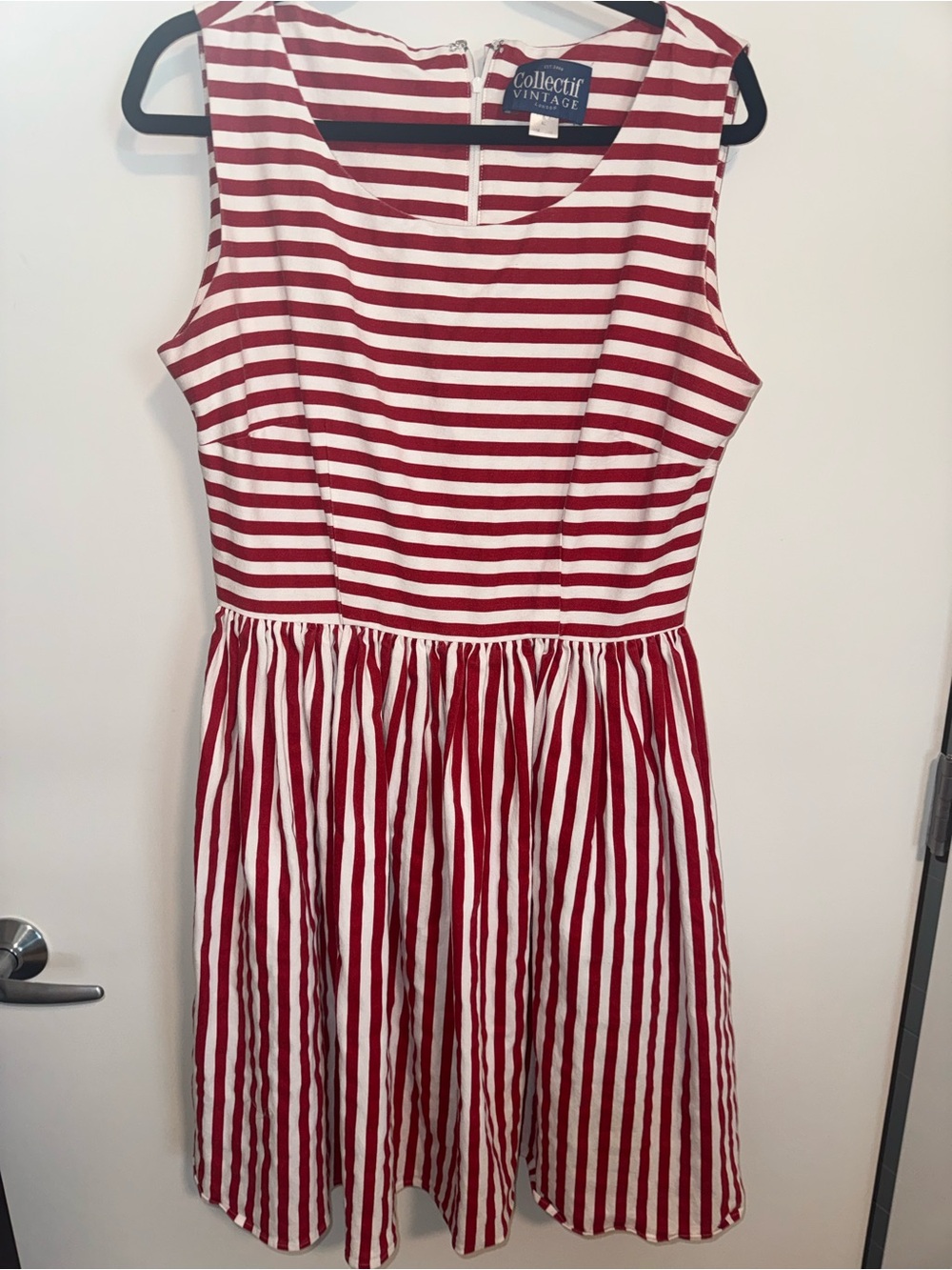 Collectif Vintage London Red & White Striped Fit-and-Flare Dress